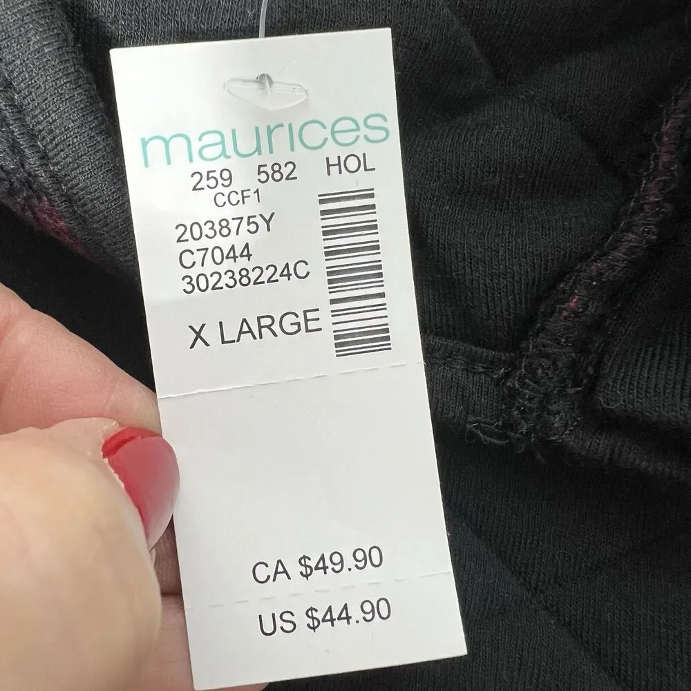 Maurices Sweater Womens XL Red Plaid Fleece Quilted Pullover Holiday Winter Farm - Picture 8 of 13